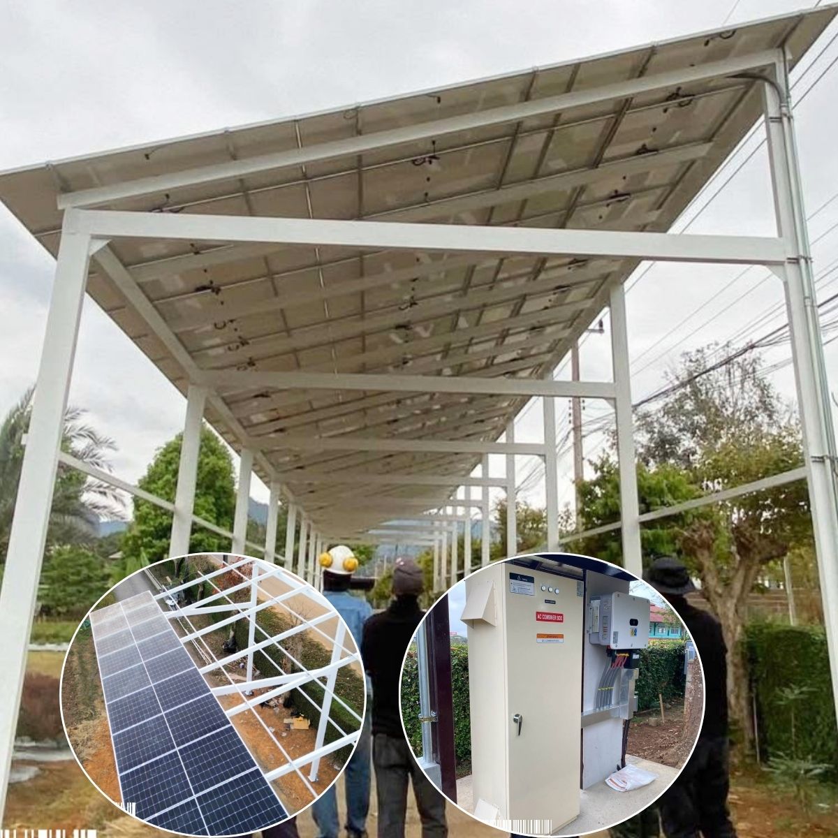 ระบบโซลาร์เซลล์ On-Grid 50kW ศูนย์พัฒนาพันธุ์พืชจักรพันธุ์เพ็ญศิริ เชียงราย ออกแบบโครงสร้างรับแผงโดยวิศวกร Hi Solar